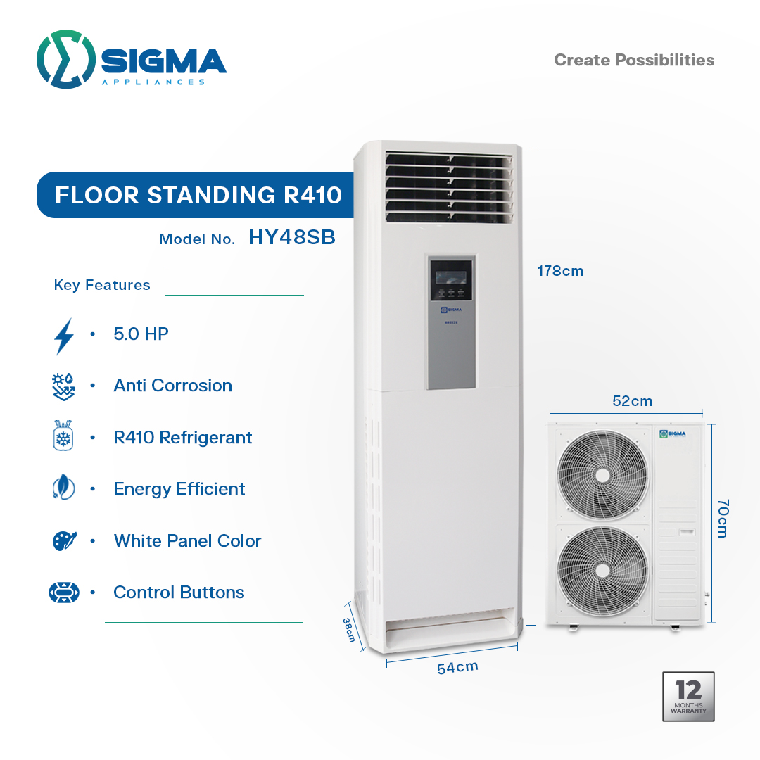 Sigma 5.0HP R32 Inverter Floor Standing Air Conditioner - SAC-FS48TIV