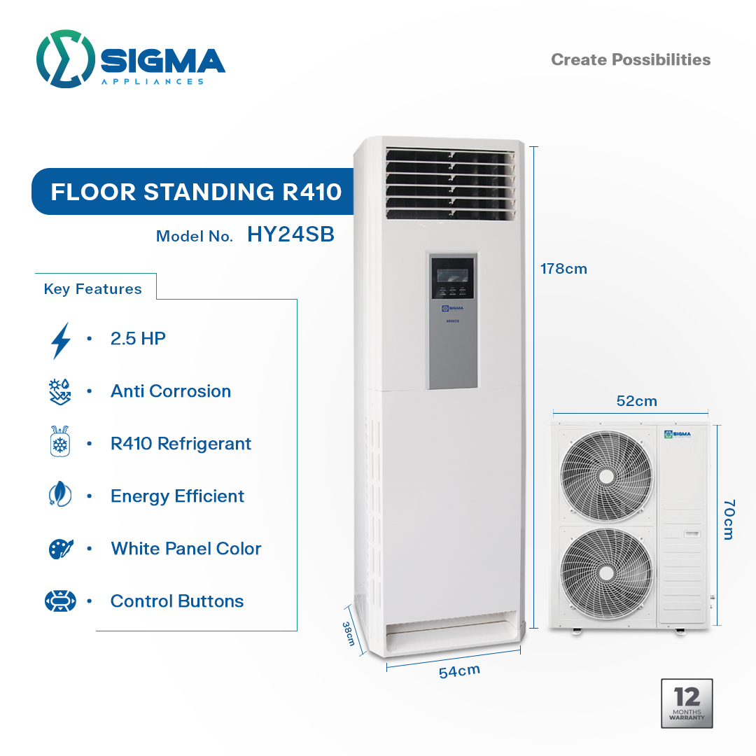 Sigma 2.5HP R32 Inverter Floor Standing Air Conditioner - SAC-FS24TIV