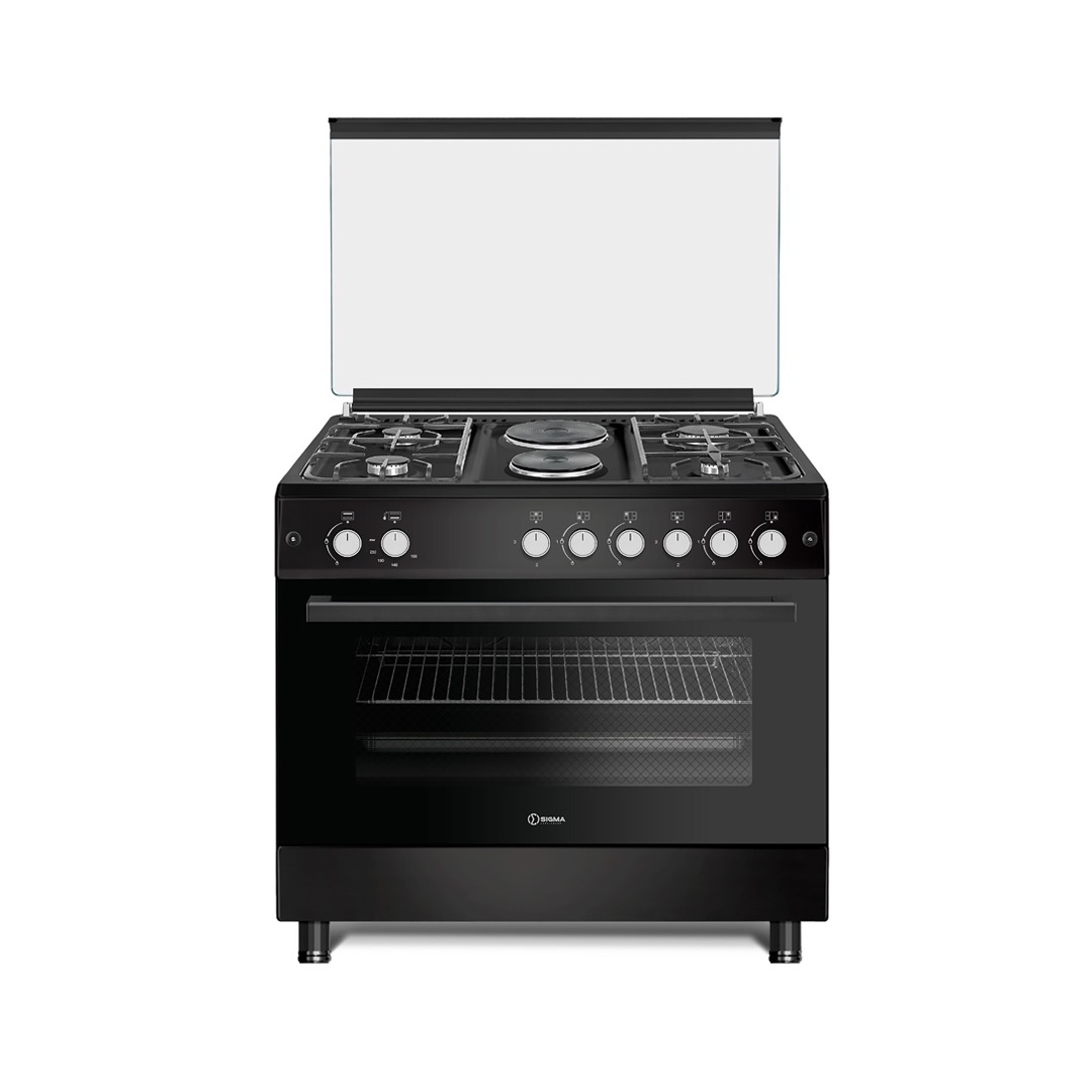Sigma 2 Electric 4 Gas 90x60cm 6 Burner Cooker with Oven & Gas SGC-F9060G-2E-B (Black)