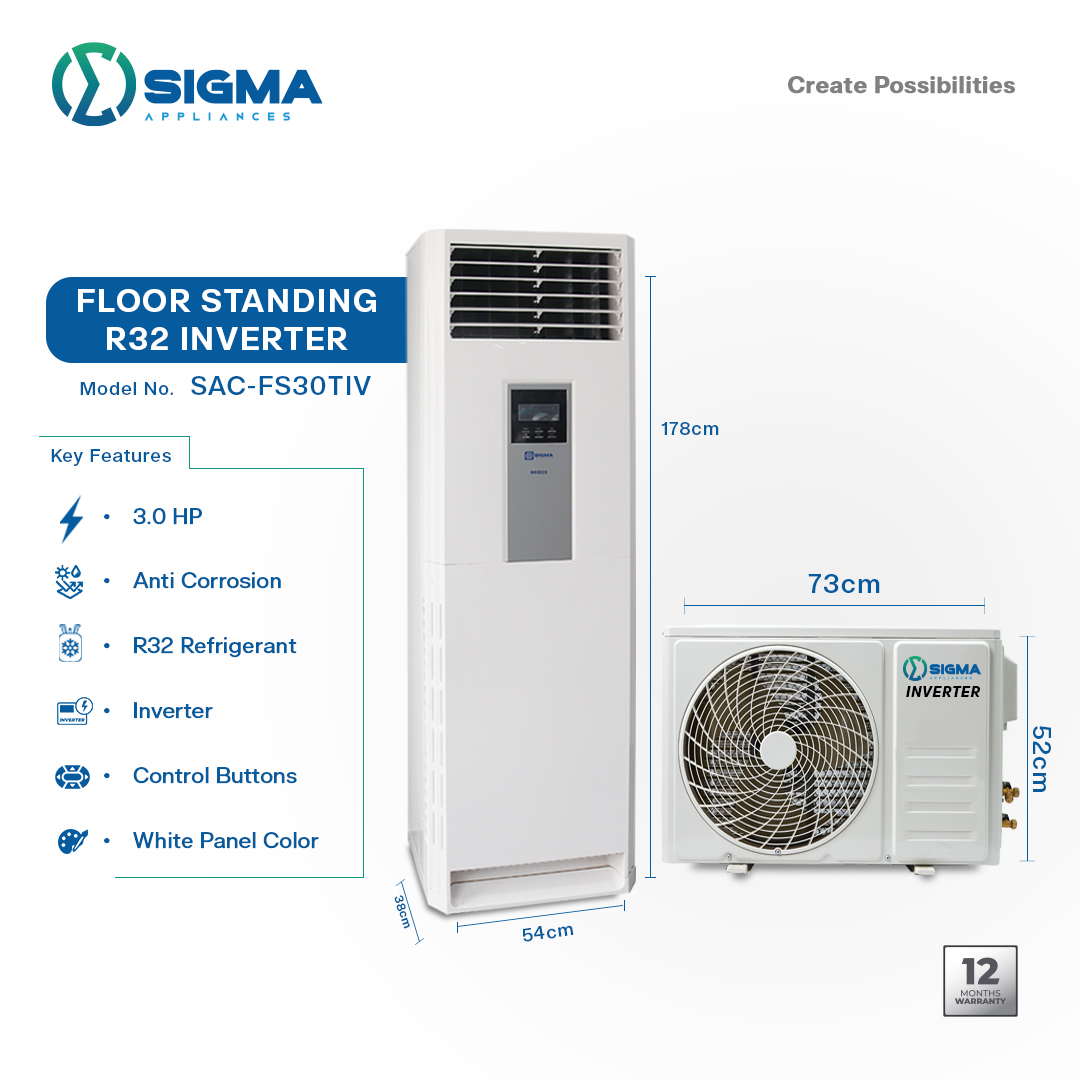 Sigma 3.5HP R32 Inverter Floor Standing Air Conditioner - SAC-FS36TIV